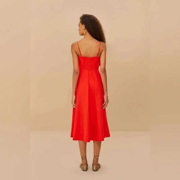 NWT Farm Rio Garden Linen Sleeveless Midi Dress Size XL 3D Appliqué